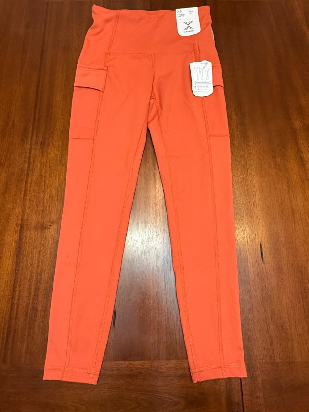 Xersion XS Ginger Spice Orange Cargo Leggings High Rise Athleisure Sporty 4472
